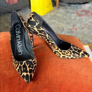Calvin Klein Animal Print Heels - Black and Tan